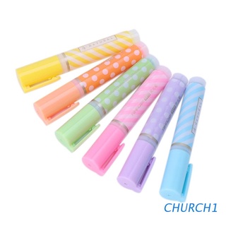 church 6 pzs mini marcadores/marcadores fluorescentes de rayas/lápiz de dibujo/pintura