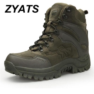 Zyats hombres de alta calidad de cuero de seguridad botas de trabajo impermeable zapatos de herramientas de