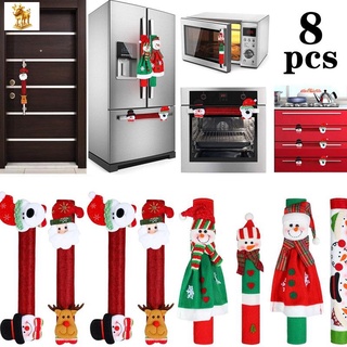 8 pzs cubierta de manija de puerta para refrigerador de navidad/muñeca de nieve/cocina