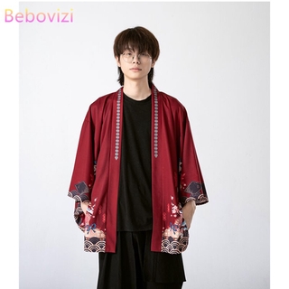 2021 Nuevo Verano Suelto Rojo Negro Japonés Samurai Streetwear Cardigan Mujeres Hombres Harajuku Haori Kimono Cosplay Blusa Top Yukata (5)
