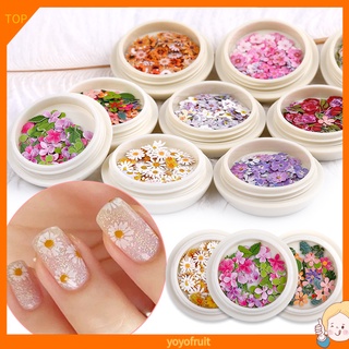 Yoyo 50 unids/caja exquisita accesorios de uñas impermeables pulpa de madera flores secas parche para mujeres