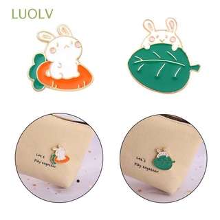 luolv regalo esmalte pin zanahoria broche de aleación de dibujos animados broche mochila accesorios de moda telas hoja de conejo insignia diy decoración
