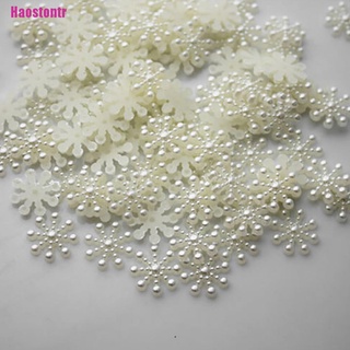 [Haostontr] 100× copo de nieve Flatback perla adornos manualidades de navidad DIY herramientas (1)