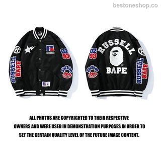 Bape Ape Head RUSSELL ATHLETIC Joint Paragraph Embroidery Badge Black Jacket