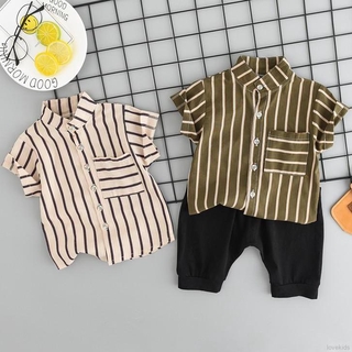 lok04268 niños terno verano niños manga corta impresión rayas tops polo camisas + pantalones cortos niños ropa casual conjuntos de 0-4 años (1)