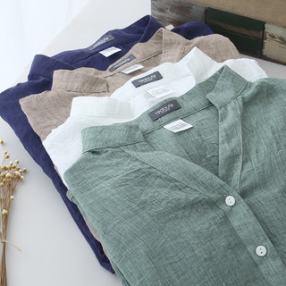 [ropa De mujer] blusa de 3/4 mangas protector solar ropa pequeña fresca suelta algodón lino algodón tortuga cuello ​Camisa Wome