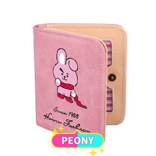 Peony lindo Mini cartera organizador titular de la tarjeta monedero mujeres llaves bolsa de regalos de los niños de cuero de la PU bolsa de almacenamiento de auriculares paquete BTS Kpop