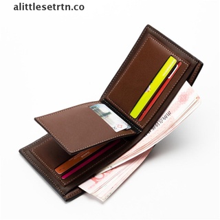[alittlesetrtn] carteras de cuero para hombre, cortas, delgadas, vintage, para hombre, clip de dinero, tarjetas de crédito, dólares [co]