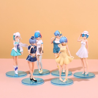 ANOTHERENT Lovely Rem Figure Collection Toys in Halter Dress Ram Figure Model PVC Model Beautiful in Nurse Dress Toy Figures Set for Anime Re Zero Rem (9)