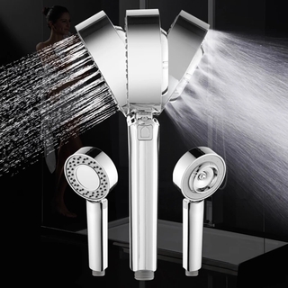 doble cara doble función cabezal de ducha ahorro de agua redondo abs cromo booster ducha de baño de alta presión de mano ducha de mano (5)