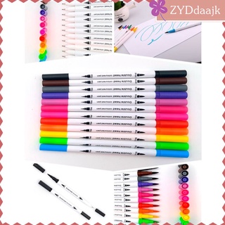 12 Colors Dual Tip Brush Pen Kit For Kids Coloring Books NON-TOXIC ODORLESS