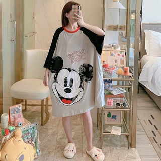 DESCHAINE lindo camisón de dibujos animados verano Doraemon Sleepshirts impresión ratón pato coreano cómodo señoras ropa de mujer (8)