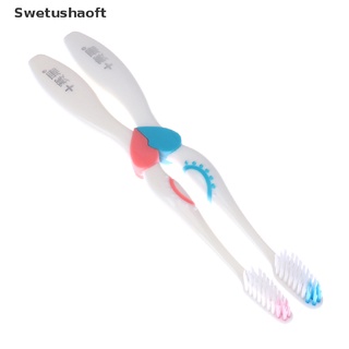 [sweu] 2 cepillos de dientes de cerdas suaves para parejas de corazón, cepillo de dientes ecológico para adultos, cepillo de dientes bfd