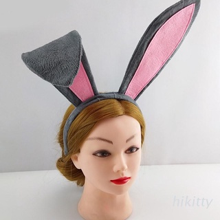 Hik orejas largas de pascua conejito diadema encantadora conejo Animal Cosplay felpa pelo aro Bandana fiesta fiesta accesorios para el cabello