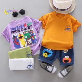 Babysmile conjunto de ropa de niño verano Casual de dibujos animados camisa de manga corta+pantalones cortos (1)
