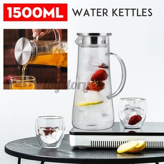 1500ml transparente de vidrio olla de agua jarra resistente al calor Carafe jugo de té hervidor (1)