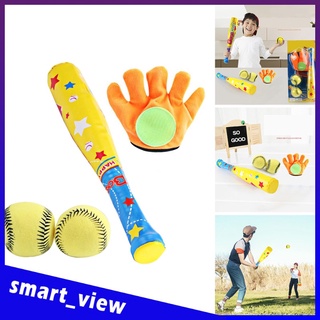 Smart View Store - juego de béisbol de espuma suave para niños, interior al aire libre, 2 bolas suaves con bate y guante (7)