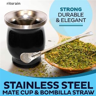 Ritsrain Yerba Mate Gourd Set Double-Wall Stainless Steel Mate Tea Cup and Bombilla Set CO