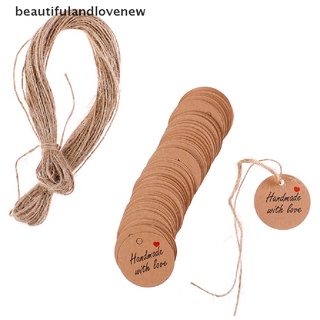 [beautifulandlovenew] 100 piezas hechas a mano con etiquetas de amor cuelgan etiquetas de papel kraft en blanco con cuerda de 20 m