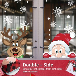 [Topfire] 6 hojas de navidad para ventana, pegatinas de navidad, copos de nieve, Santa Claus, decoración de cristal (1)
