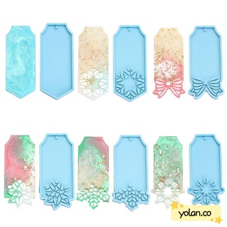 YOLAN Snowflake Square Tags Mold Resin Crafts Silicone Moulds Christmas Keychain Molds Candy Chocolate Pendant Cake Tools Merry Christmas Clay Mold Jewelry Making Tool