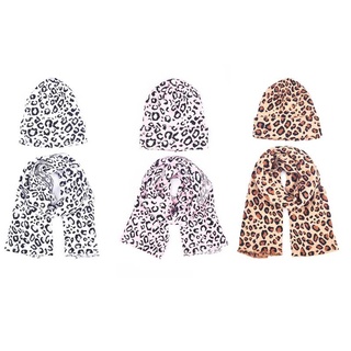 2018Otoño e Invierno nueva bufanda coreana con estampado de leopardo para niños que combina con todo cálido para niños y niñas bebé Slipover gorro de lana bufanda de moda