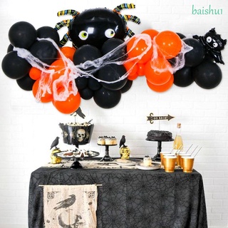 Baishu1 Arco guirnalda globos para fiestas negras naranjas globos suministros de Halloween globos guirnalda Kit