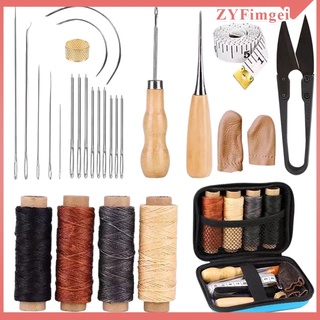 28x juego de herramientas de artesanía de cuero para coser hilo encerado herramientas de mano