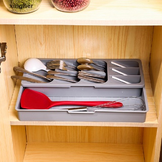 [xingher] Organizador de cocina cubiertos cajón caja de almacenamiento bandeja tenedor cuchara divisor contenedor caliente (1)