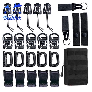 25Pcs Kits de accesorios para mochilas Molle, Kits de accesorios Molle para mochilas, anillo D Grimloc Clip de engranaje de bloqueo