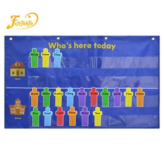 who is here kids attendance pocket chart adecuado para aula preescolar jardín de infantes con 36 tarjetas de reemplazo