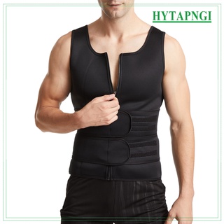 [Hytapngi] traje de Sauna de neopreno para hombre, cintura entrenador chaleco cremallera cuerpo Shaper con cinturón ajustable banda de sudor caliente entrenamiento (5)
