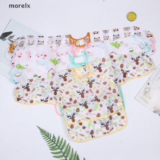 morelx nuevo bebé niños niño manga larga impermeable arte smock alimentación babero delantal bolsillo co (6)