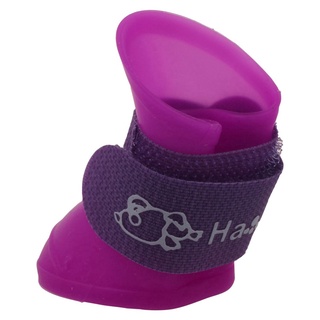 8x negro/púrpura S, zapatos de mascotas botines de goma perro botas de lluvia impermeable (6)