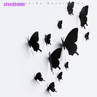 [xiaoyanwu] 12 unids/set 3D negro Pteris mariposa pegatinas de pared mariposas imán pegatinas