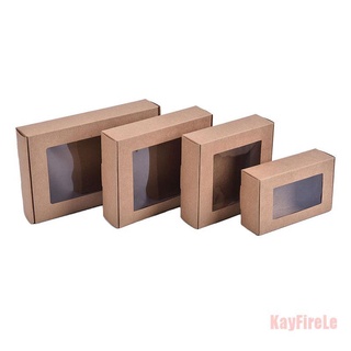 Kayfirele 5 piezas de papel Kraft Diy caja de PVC ventana caramelo jabón embalaje ventana pantalla