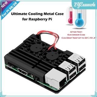 for Raspberry Pi 3B/2B Case, Dual Cooling Fan, Enclosure Aluminum Alloy Case