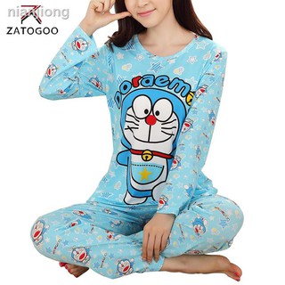 Ropa de dormir de dibujos animados/pijama/ pijama de manga larga conjunto Doraemon ropa de dormir (1)
