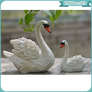 2 unids/set cisne escultura de resina cisne para adornos para el hogar adornos de mesa