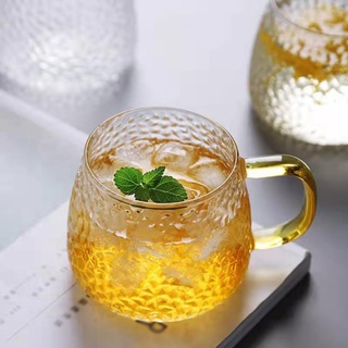 [Simple Life] Mallear Princess - taza de vidrio resistente al calor, estilo de mango dorado, taza transparente