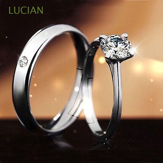LUCIAN Trendy Engagement Ring Women Men Fashion Accessories Finger Rings Set Wedding Party Opening Adjustable 1 Pair Simple Silver Plated Couple Jewelry/Multicolor