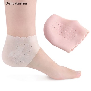 [delicatesher] mujeres hombres silicona pie agrietado cuidado hidratante gel talón calcetines agrietados piel caliente