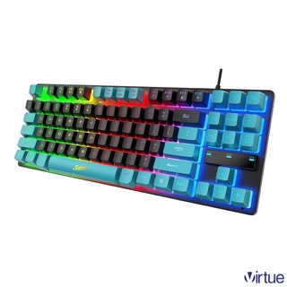 KB-10 USB Wired Keyboard 87-key RGB Backlight Home Office Gaming Keyboard ◥+