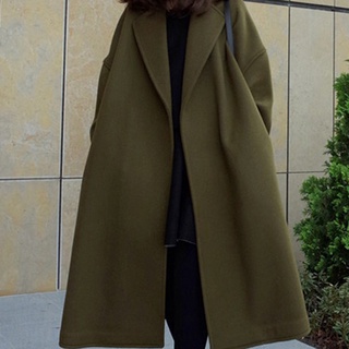 Abrigo De lana largo para mujer con 2 bolsillos con cuello ajustado abrigo (4)