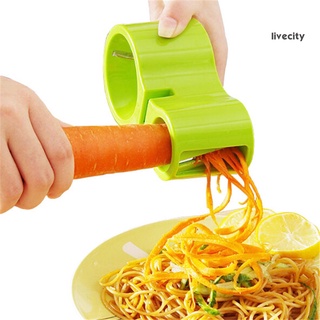 Livecity cortador de verduras portátil eficaz zanahoria pepino espiral rallador de frutas vegetales con afilador para cocina (4)