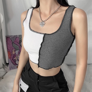 [EXQUIS]Women's new fashion sleeveless open navel irregular design vest T-shirt