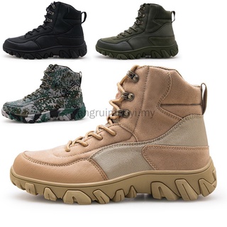 Camuflaje botas de combate Kasut Operasi hombres botas tácticas impermeable zapatos de combate botas del ejército al aire libre senderismo zapatos Swat Boot Kasut tentera zapatos de entrenamiento botas de desierto