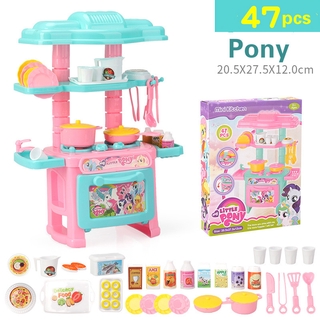 ❤Listo stock Frozen Kitty Pony Mini cocina pretender juguete juguetes para niña aprendizaje temprano portátil cocina cumpleaños Goodies@ SYZ (8)