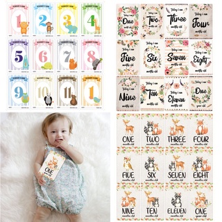 gaea* 12 Sheet Baby Monthly Milestone Cards Birth to 12 Months Photo Moment Cards Unisex Boys Girls Photo Keepsake Landmark (3)