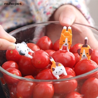 nuhopes 7 unids/set lindo mini animal de dibujos animados alimentos picks niños snack comida frutas horquillas co (2)